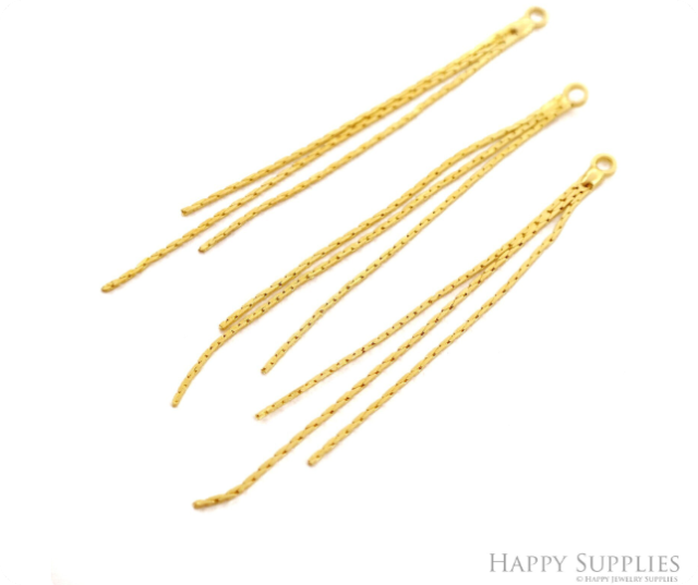 10pcs Tassel Charm, Gold Tassel Charm, Silver Chain Tassel Charm for Jewelry Making Supplies, Earring Tassel - 65mm (NZG722)