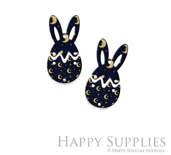 2pcs Handmade Jewelry Making Supplies Beads Cut Wooden Rabbit Charm For DIY Necklace Earring Brooch (CW862)