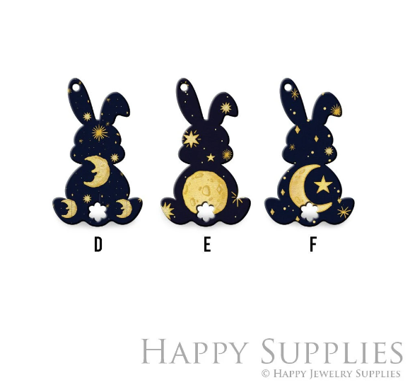 2pcs Handmade Jewelry Making Supplies Beads Cut Wooden Rabbit Charm For DIY Necklace Earring Brooch (CW864)