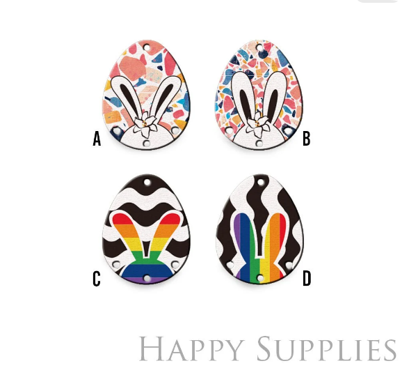 2pcs Handmade Jewelry Making Supplies Beads Cut Wooden Rabbit Charm For DIY Necklace Earring Brooch (CW865)