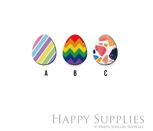 2pcs Handmade Jewelry Making Supplies Beads Cut Wooden Easter Egg Charm For DIY Necklace Earring Brooch (CW869)