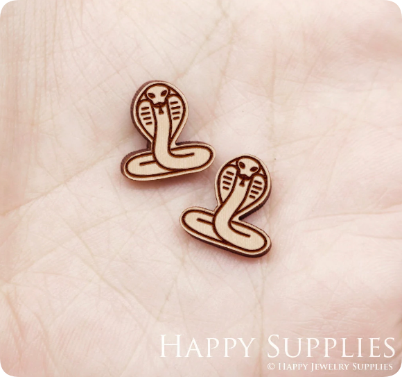 4pcs Handmade Jewelry Making Supplies Wooden Charm, DIY Necklace Earrings Brooch, Laser Cut Snake Wooden Charms, Mini Wooden Earrings, Mini Wooden Charms (SWN261)