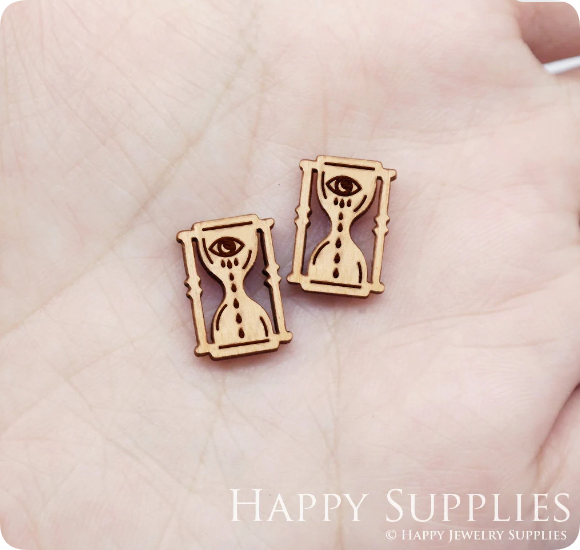 4pcs Handmade Jewelry Making Supplies Wooden Charm, DIY Necklace Earrings Brooch, Laser Cut Hourglass Wooden Charms, Mini Wooden Earrings, Mini Wooden Charms (SWN264)