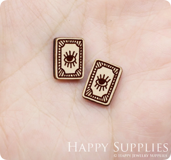 4pcs Handmade Jewelry Making Supplies Wooden Charm, DIY Necklace Earrings Brooch, Laser Cut Eye Wooden Charms, Mini Wooden Earrings, Mini Wooden Charms (SWN273)