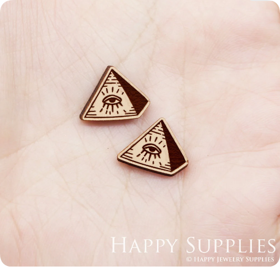 4pcs Handmade Jewelry Making Supplies Wooden Charm, DIY Necklace Earrings Brooch, Laser Cut Eye Wooden Charms, Mini Wooden Earrings, Mini Wooden Charms (SWN274)