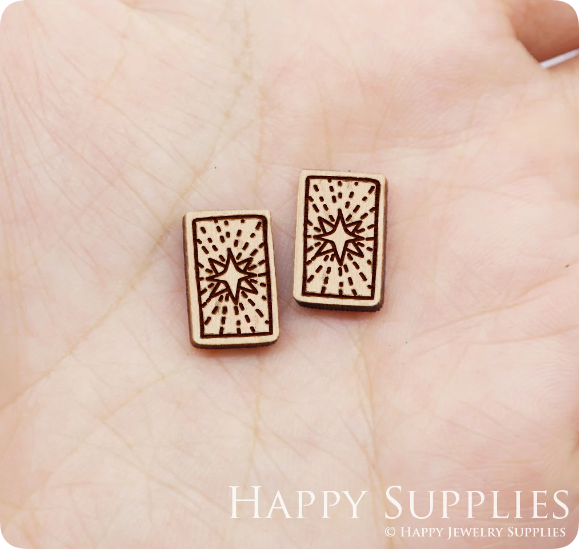 4pcs Handmade Jewelry Making Supplies Wooden Charm, DIY Necklace Earrings Brooch, Laser Cut Star Wooden Charms, Mini Wooden Earrings, Mini Wooden Charms (SWN276)