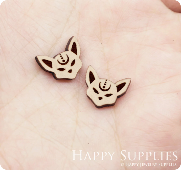 4pcs Handmade Jewelry Making Supplies Wooden Charm, DIY Necklace Earrings Brooch, Laser Cut Fox Wooden Charms, Mini Wooden Earrings, Mini Wooden Charms (SWN283)