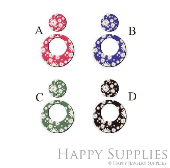 2pcs Handmade Jewelry Making Supplies Beads Cut Wooden Flower Charm For DIY Necklace Earring Brooch (CW616)