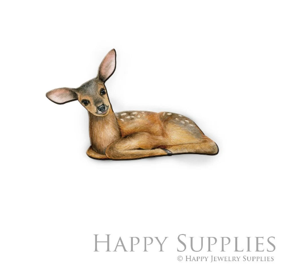 2pcs Handmade Jewelry Making Supplies Beads Cut Wooden Deer Charm For DIY Necklace Earring Brooch (CW890)
