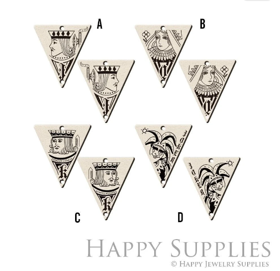 2pcs Handmade Jewelry Making Supplies Beads Cut Wooden Poker Card Charm For DIY Necklace Earring Brooch (CW892)
