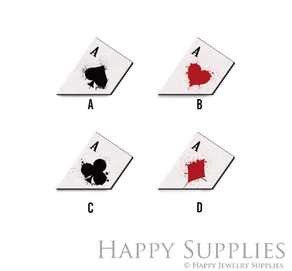 2pcs Handmade Jewelry Making Supplies Beads Cut Wooden Poker Card Charm For DIY Necklace Earring Brooch (CW896)