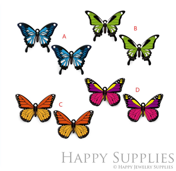 2pcs Handmade Jewelry Making Supplies Beads Cut Wooden Butterfly Charm For DIY Necklace Earring Brooch (CW897)