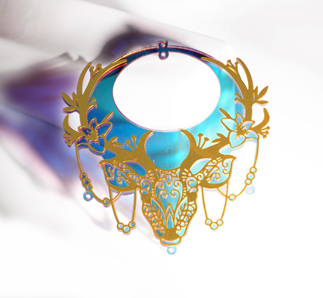 2pcs Big Rainbow Deer Charm,Brass Prism Charm,Iridescent Deer Light Catcher,Hollow Deer with Moon for DIY Suncatchers,Window Hanging Decor (Q049)