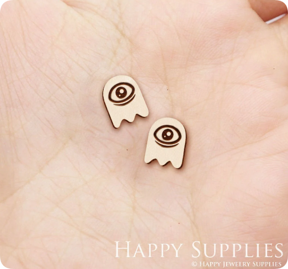 4pcs Handmade Jewelry Making Supplies Wooden Charm, DIY Necklace Earrings Brooch, Laser Cut Eye Wooden Charms, Mini Wooden Earrings, Mini Wooden Charms (SWN297)