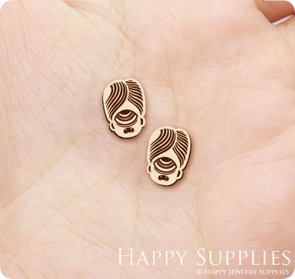 4pcs Handmade Jewelry Making Supplies Wooden Charm, DIY Necklace Earrings Brooch, Laser Cut Monster Wooden Charms, Mini Wooden Earrings, Mini Wooden Charms (SWN300)