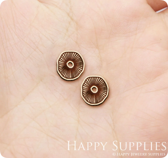 4pcs Handmade Jewelry Making Supplies Wooden Charm, DIY Necklace Earrings Brooch, Laser Cut Round Wooden Charms, Mini Wooden Earrings, Mini Wooden Charms (SWN305)