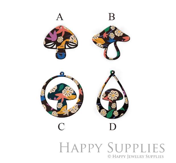 2pcs Handmade Jewelry Making Supplies Beads Cut Wooden Mushroom Charm For DIY Necklace Earring Brooch (CW617)