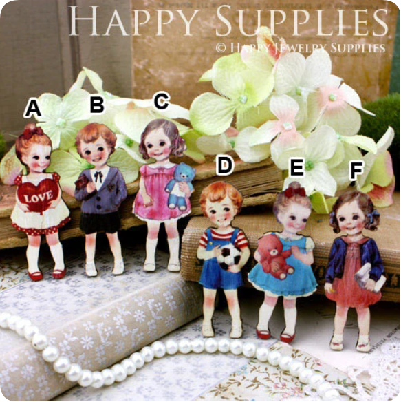 2pcs Handmade Jewelry Making Supplies Beads Cut Wooden Lovely Children Charm For DIY Necklace Earring Brooch (CWM01)