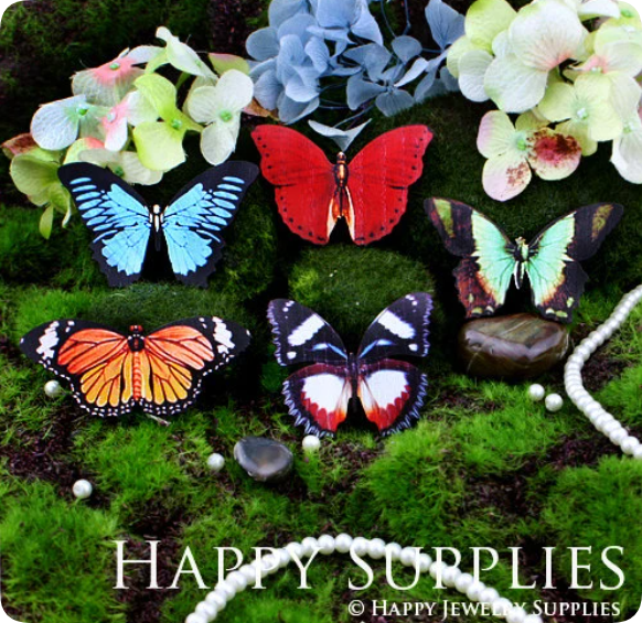 2pcs Handmade Jewelry Making Supplies Beads Cut Wooden Butterfly Charm For DIY Necklace Earring Brooch (CWM04)