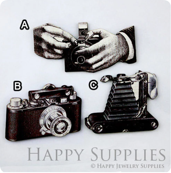 2pcs Handmade Jewelry Making Supplies Beads Cut Wooden Retro Camera Charm For DIY Necklace Earring Brooch (CWM10)