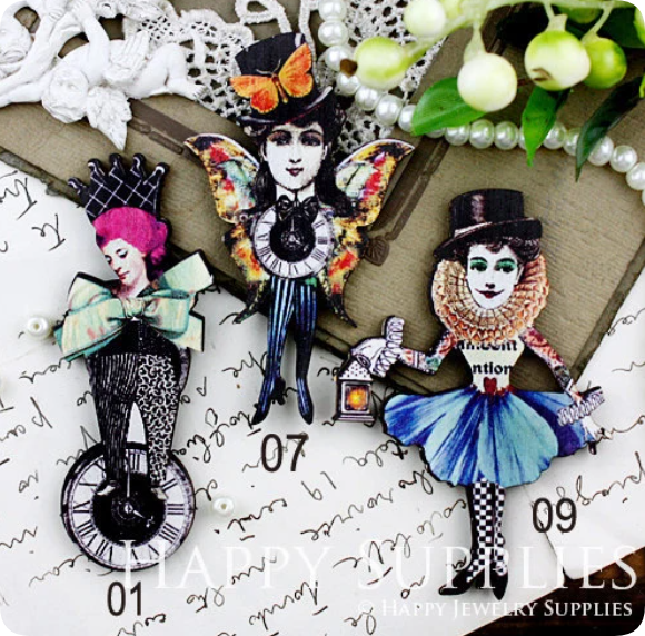 2pcs Handmade Jewelry Making Supplies Beads Cut Wooden Mushroom Charm For DIY Necklace Earring Brooch (CWM11)