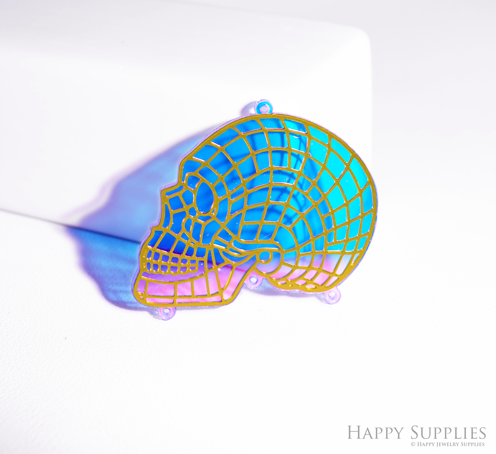 2pcs Rainbow Ghost Skull Bow Charm, Brass Prism Charm,Iridescent Halloween Pendant, Skull Connector,DIY Jewelry Making Supplie Sun catcher(Q058)