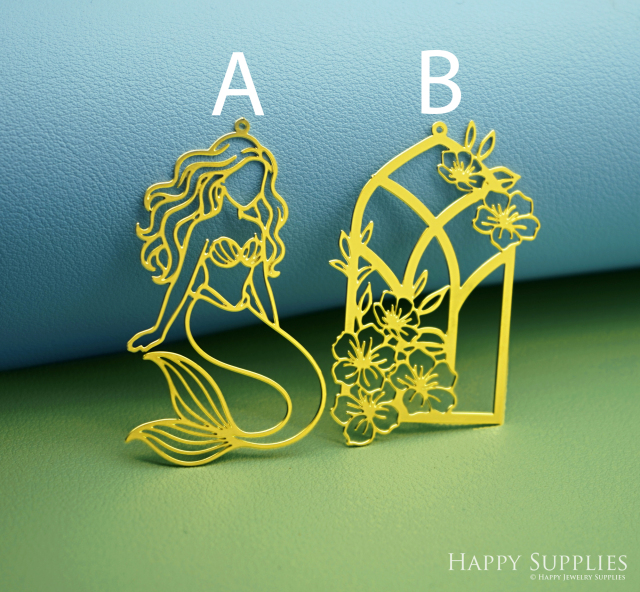 2pcs Stainless Steel Jewelry Charms, Raw Brass Charms, Mermaid Charms, Earrings Findings, Stainless Steel Silver Jewelry Pendants, Brass Jewelry Findings, Stainless Steel Pendants Jewelry Wholesale (D2988)