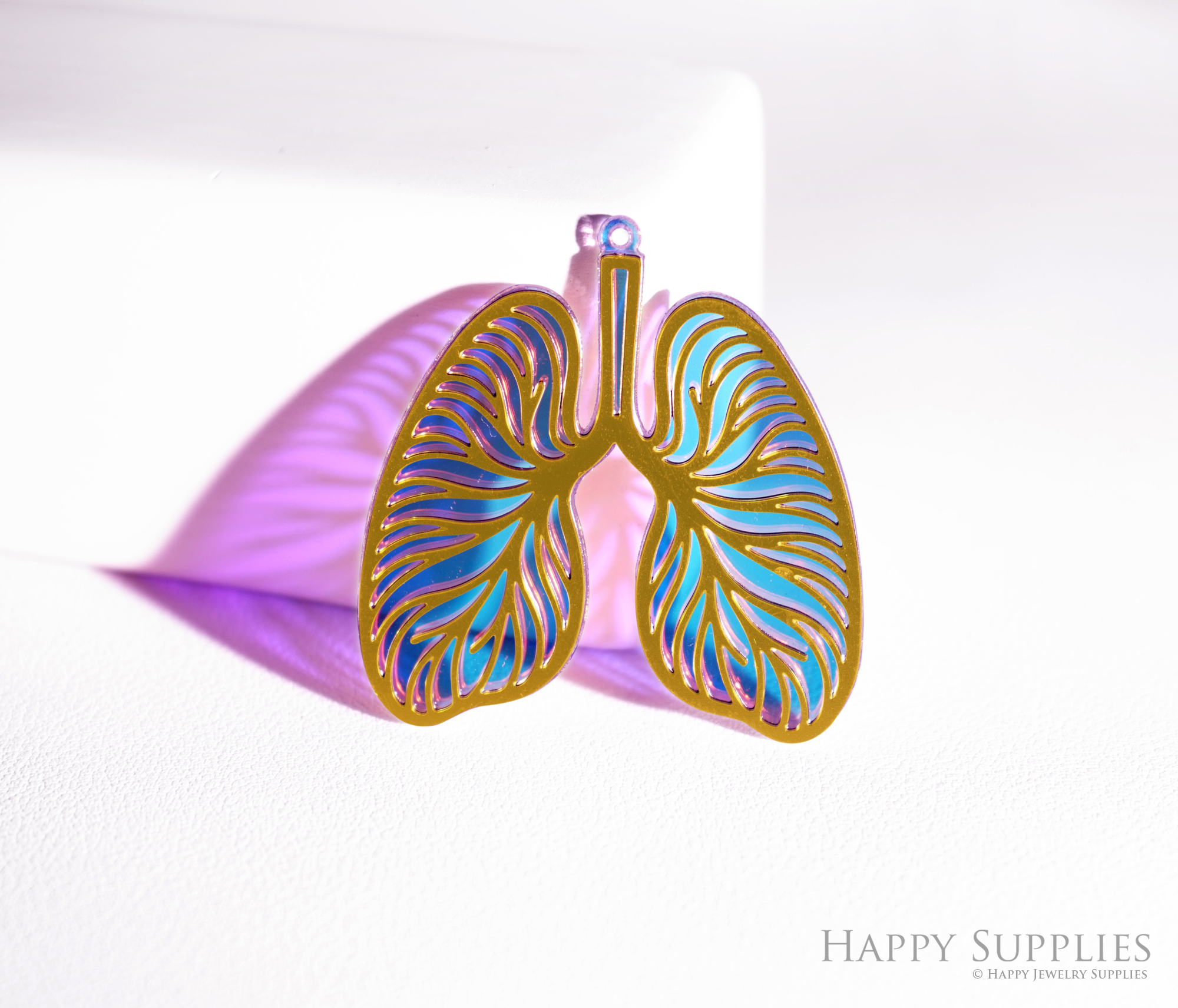 2pcs Rainbow Lung Charm, Brass Prism Charm, Iridescent Halloween Pendant, Lung Connector,DIY Jewelry Making Supplie, Sun catcher (Q056)