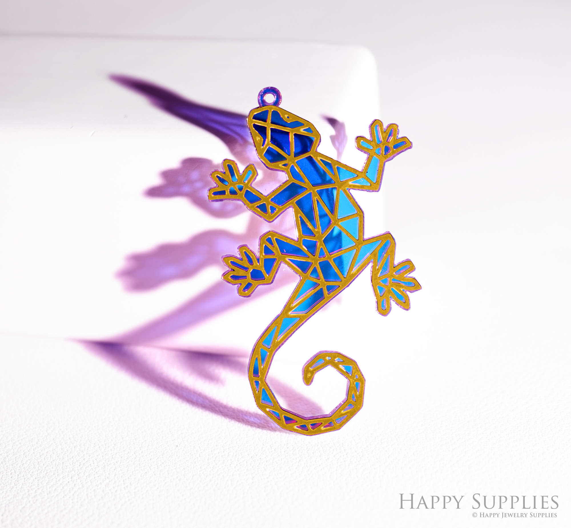2pcs Rainbow Gecko Charm,Brass Prism Charm,Iridescent Gecko Pendant, Halloween Gecko Connector, DIY Jewelry Making Supplie,Cat Suncatchers (Q060)