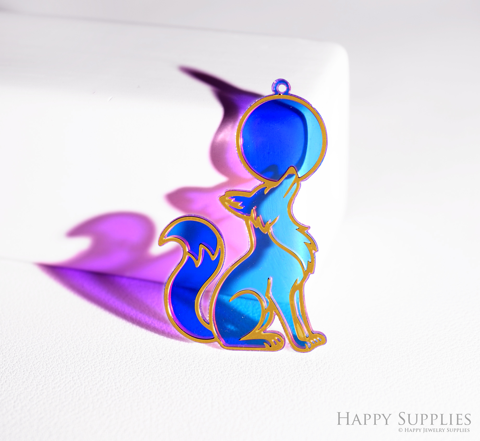 2pcs Rainbow Fox Charm, Brass Prism Charm, Iridescent Fox Pendant, Halloween Fox Connector, DIY Jewelry Making Supplie,Cat Suncatchers (Q062)
