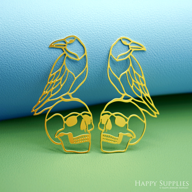 2pcs Big Stainless Steel Jewelry Charms, Raw Brass Charms, Halloween Skull Charms, Earrings Findings, Stainless Steel Silver Jewelry Pendants, Brass Jewelry Findings, Stainless Steel Pendants Jewelry Wholesale (D2986)