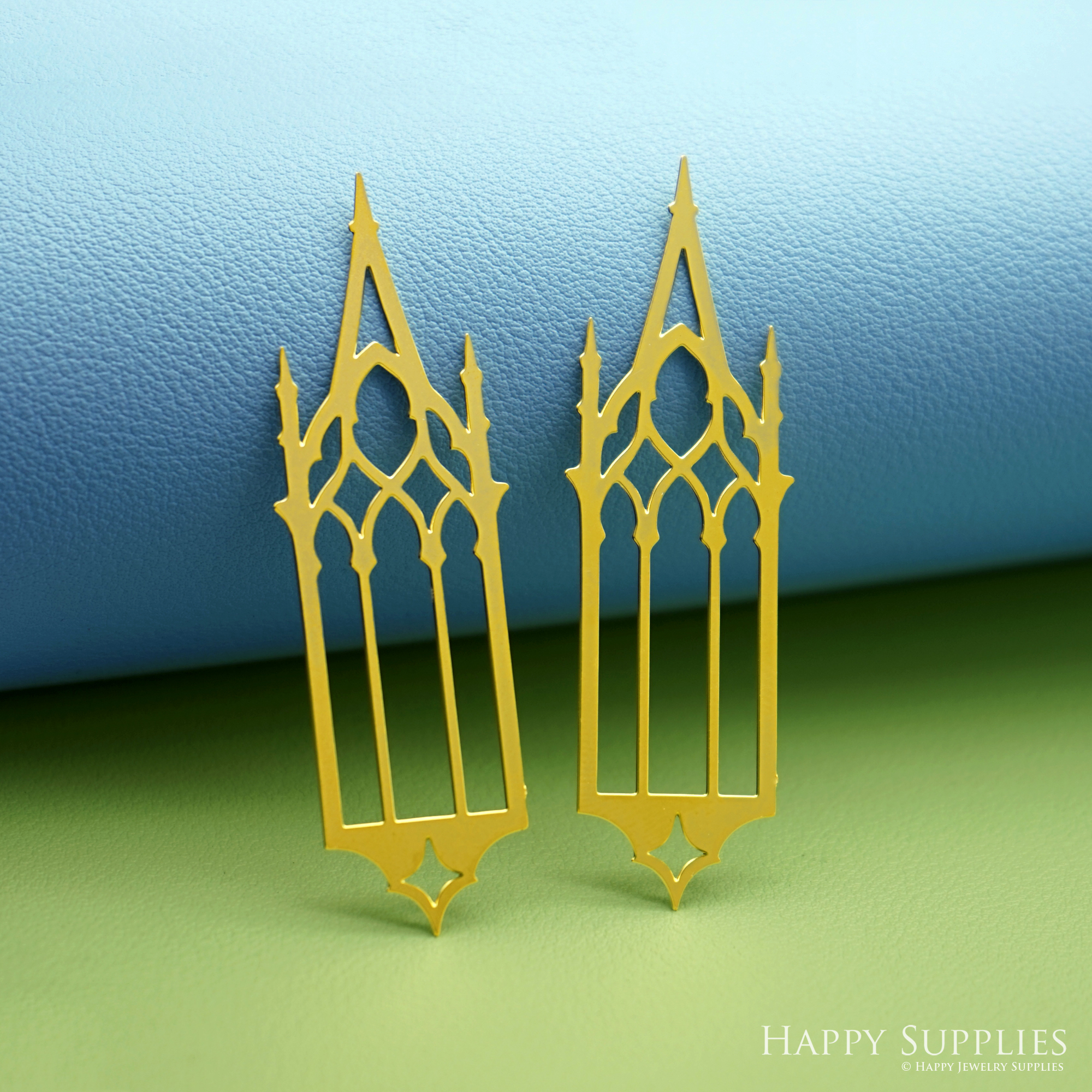 2pcs Big Stainless Steel Jewelry Charms, Raw Brass Charms, Gothic Cathedral Window Charms, Earrings Findings, Stainless Steel Silver Jewelry Pendants, Brass Jewelry Findings, Stainless Steel Pendants Jewelry Wholesale (D2991)