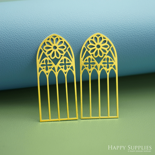2pcs Big Stainless Steel Jewelry Charms, Raw Brass Charms, Gothic Cathedral Window Charms, Earrings Findings, Stainless Steel Silver Jewelry Pendants, Brass Jewelry Findings, Stainless Steel Pendants Jewelry Wholesale (D2992)
