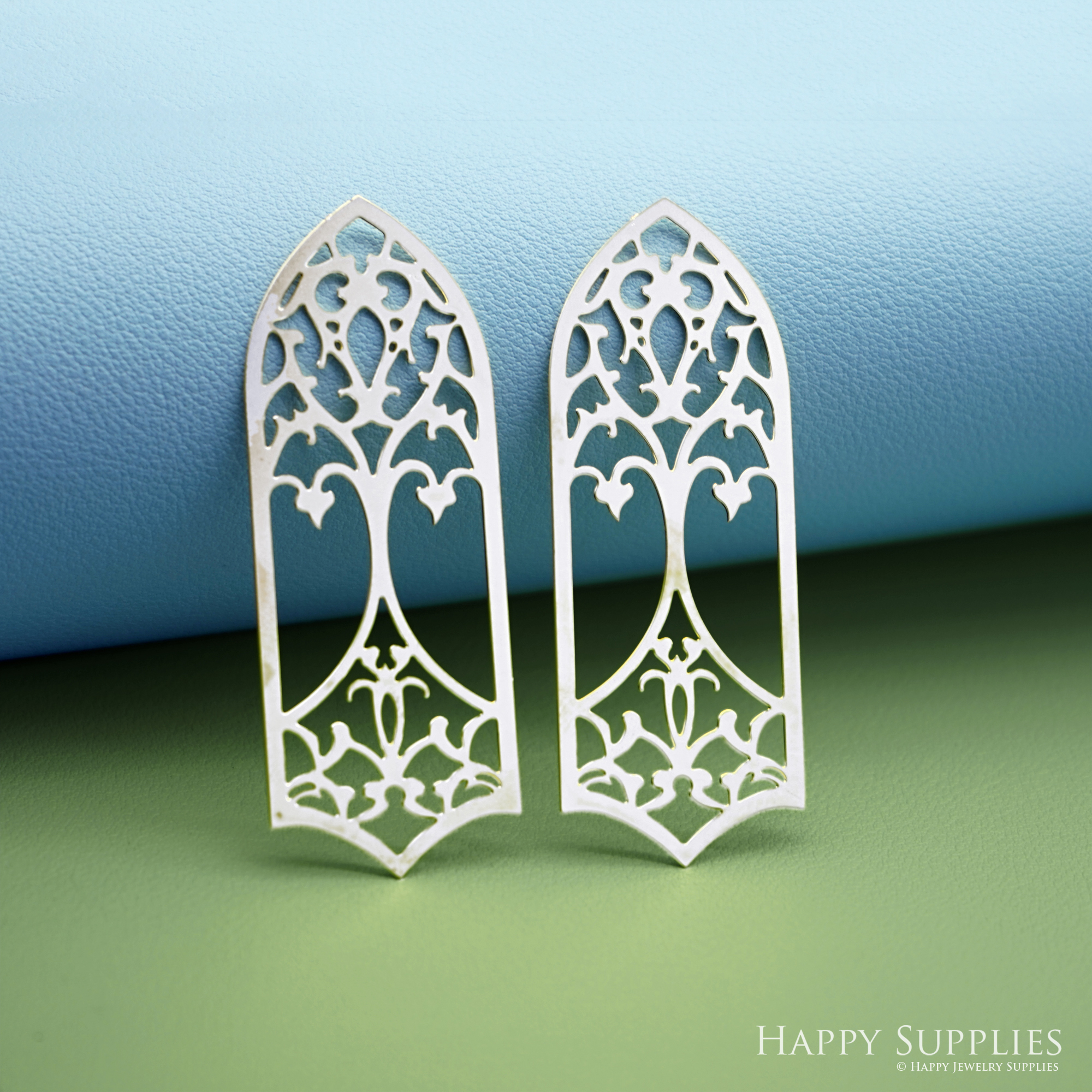 2pcs Big Stainless Steel Jewelry Charms, Raw Brass Charms, Gothic Cathedral Window Charms, Earrings Findings, Stainless Steel Silver Jewelry Pendants, Brass Jewelry Findings, Stainless Steel Pendants Jewelry Wholesale (D2990)