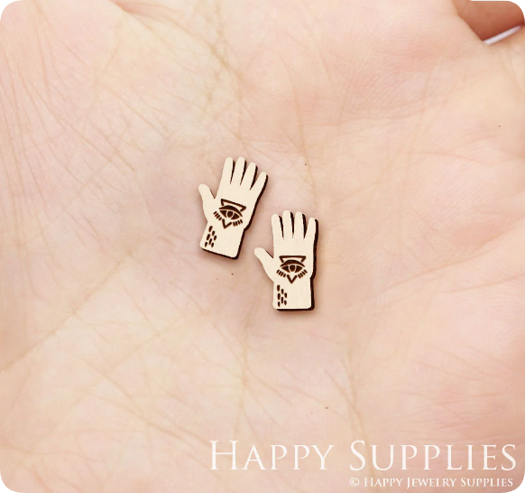 4pcs Handmade Jewelry Making Supplies Wooden Charm, DIY Necklace Earrings Brooch, Laser Cut Hand Wooden Charms, Mini Wooden Earrings, Mini Wooden Charms (SWN311)