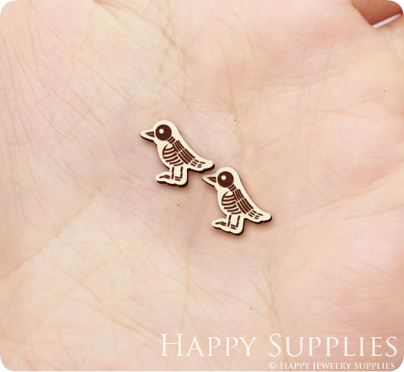 4pcs Handmade Jewelry Making Supplies Wooden Charm, DIY Necklace Earrings Brooch, Laser Cut Bird Wooden Charms, Mini Wooden Earrings, Mini Wooden Charms (SWN316)