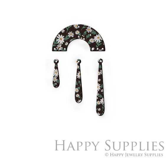 2pcs Handmade Jewelry Making Supplies Beads Cut Wooden Flower Charm For DIY Necklace Earring Brooch (CW625)