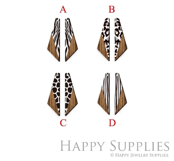 2pcs Handmade Jewelry Making Supplies Beads Cut Wooden Geometric Charm For DIY Necklace Earring Brooch (CW631)