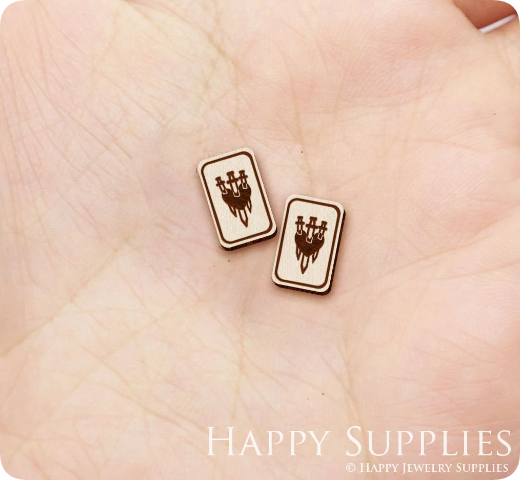 4pcs Handmade Jewelry Making Supplies Wooden Charm, DIY Necklace Earrings Brooch, Laser Cut Wooden Charms, Mini Wooden Earrings, Mini Wooden Charms (SWN325)