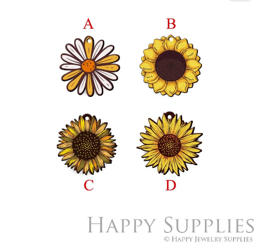2pcs Handmade Jewelry Making Supplies Beads Cut Wooden Flower Charm For DIY Necklace Earring Brooch (CW635)