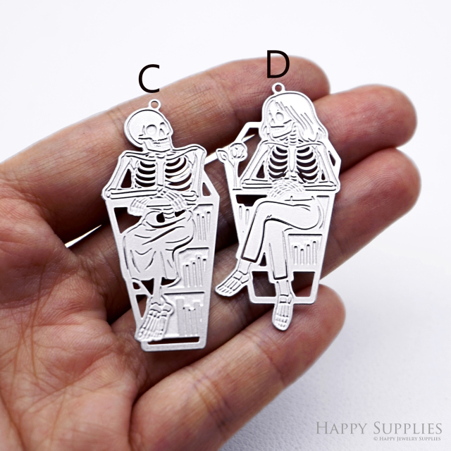 Corroded Stainless Steel Jewelry Charms, Halloween Skull Etched Brass Charms,Stainless Steel Silver Jewelry Pendants, Stainless Steel Silver Jewelry Findings, Corroded Stainless Steel Pendants Jewelry Wholesale (SSB1127)