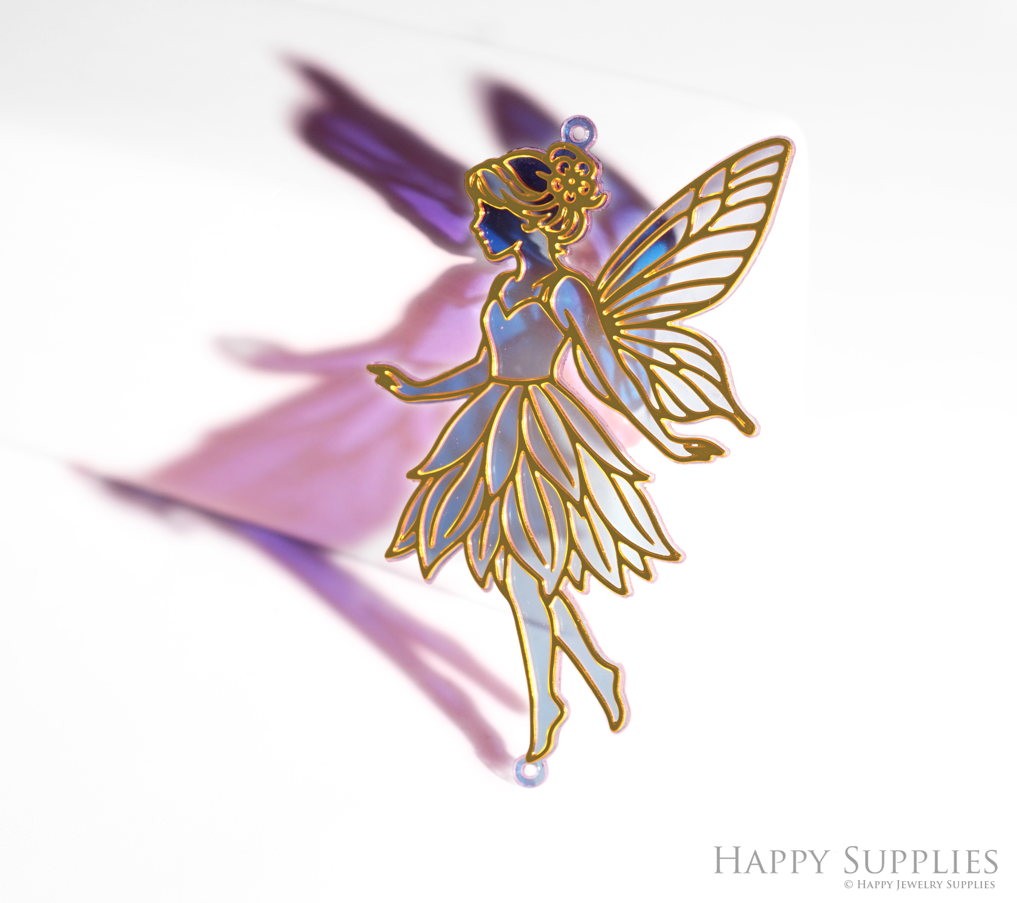 2pcs Rainbow Angel Charm, Brass Prism Charm, Iridescent Angel Pendant, Angel Connector, DIY Jewelry Making Supplie, Angel Suncatchers (Q2987-B)