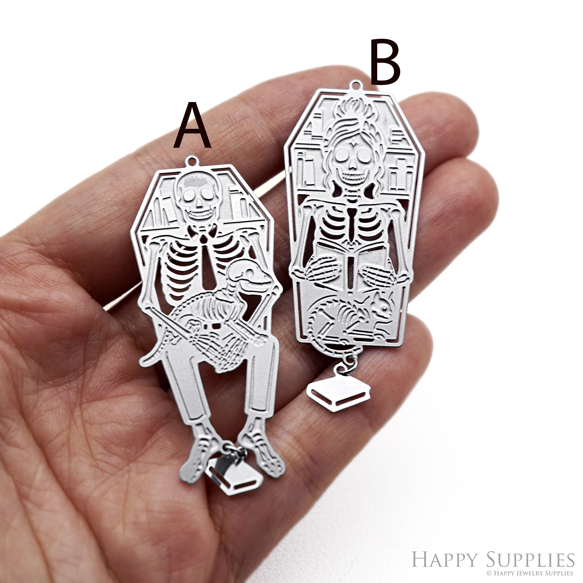 Corroded Stainless Steel Jewelry Charms, Halloween Skull Etched Brass Charms,Stainless Steel Silver Jewelry Pendants, Stainless Steel Silver Jewelry Findings, Corroded Stainless Steel Pendants Jewelry Wholesale (SSB1127)