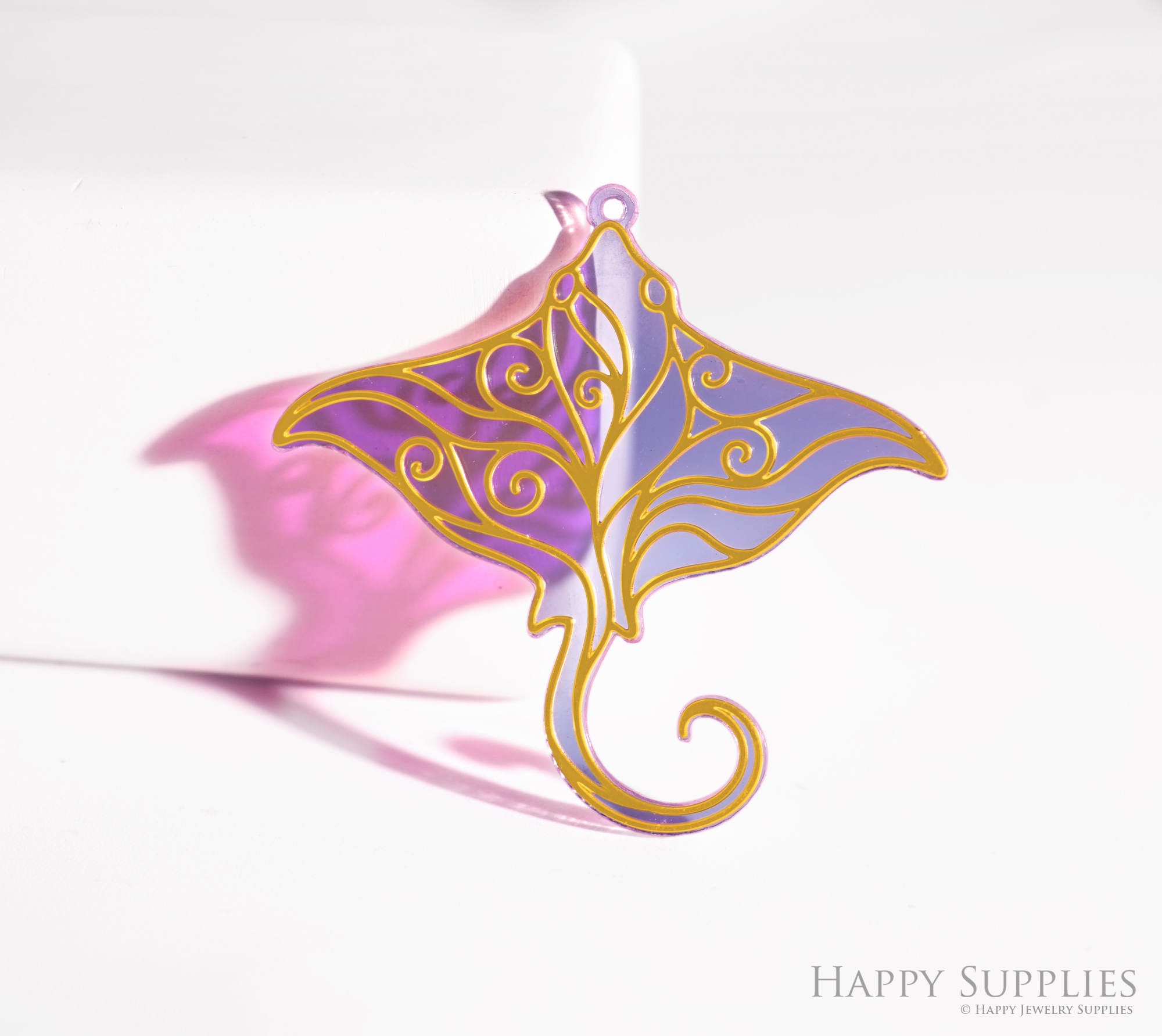 2pcs Rainbow Manta Ray Charm, Brass Prism Charm,Iridescent Manta Ray Pendant, Manta Ray Connector,DIY Jewelry Making Supplie Sun catcher(Q2989-C)