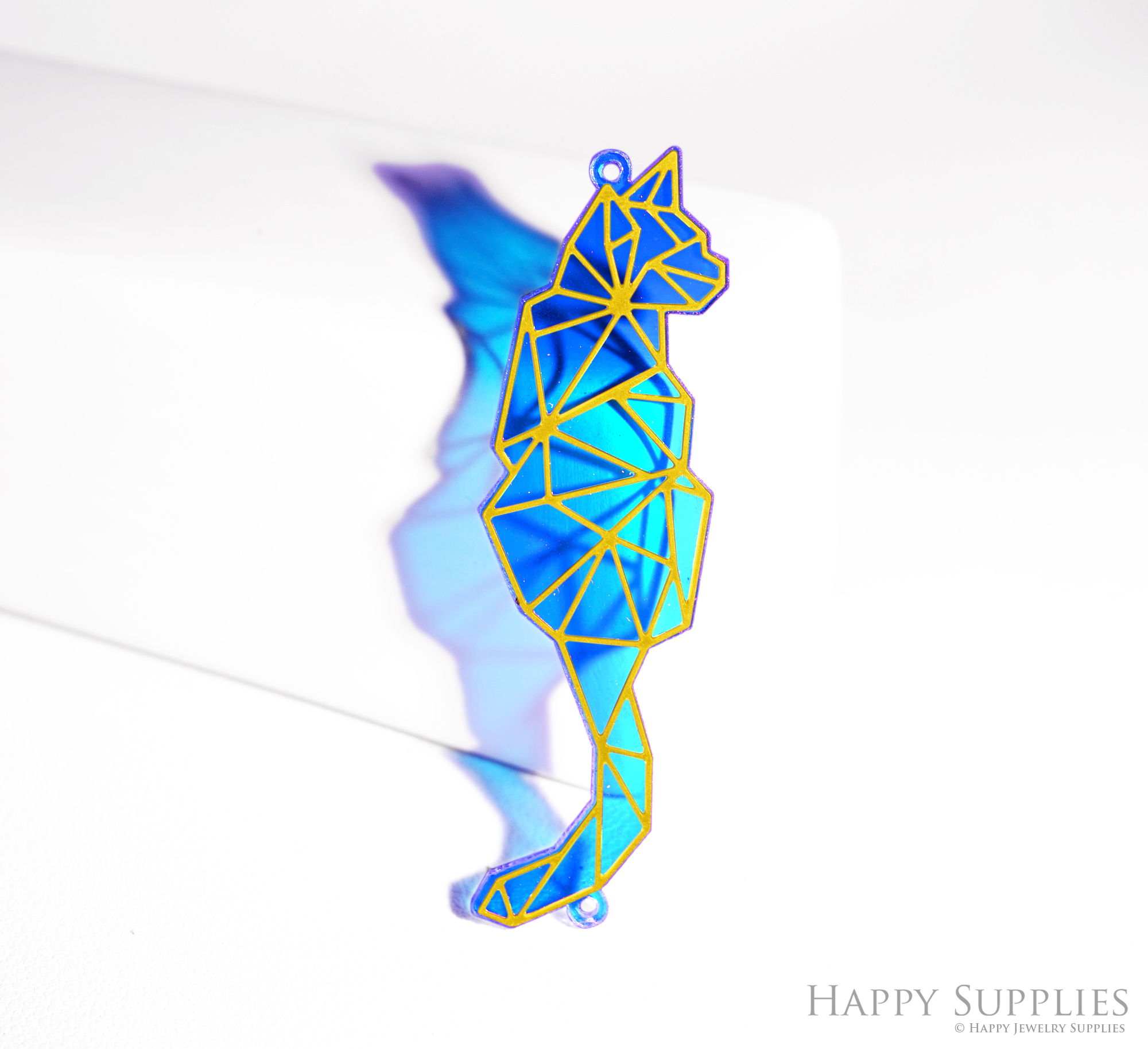 2pcs Rainbow Cat Charm, Brass Prism Charm, Iridescent Cat Pendant, Halloween Cat Connector, DIY Jewelry Making Supplie,Cat Suncatchers (Q052)