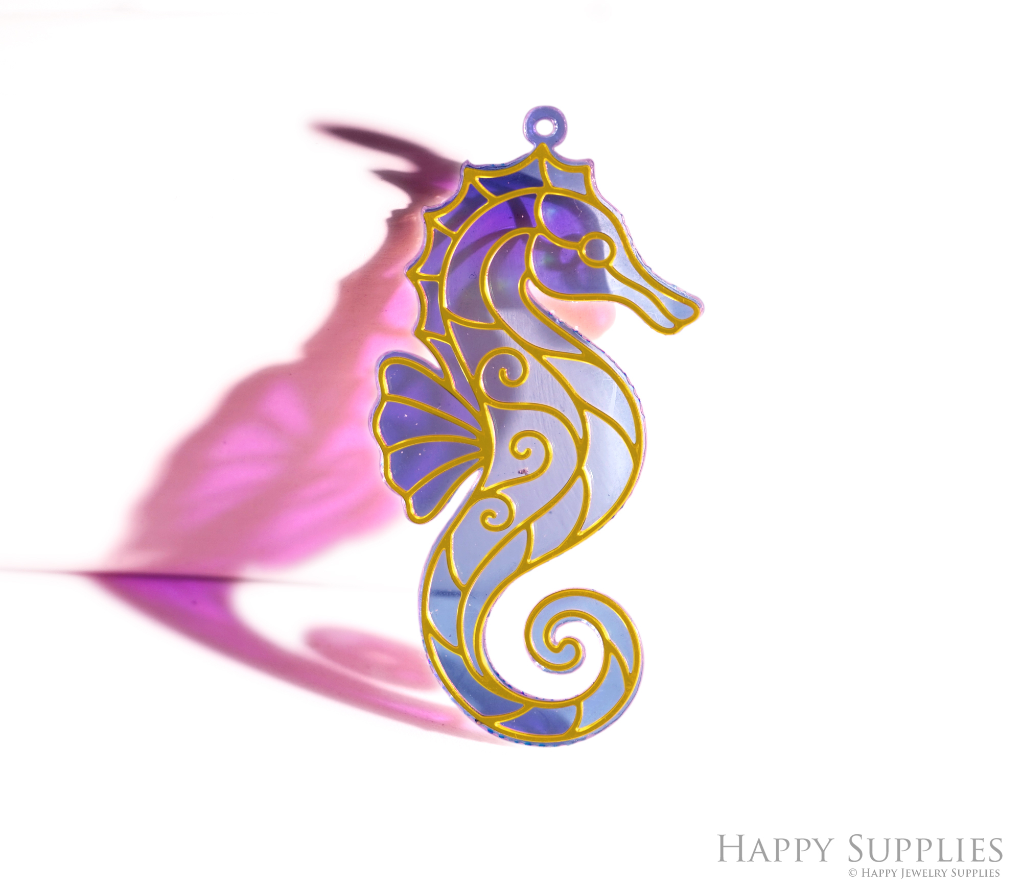 2pcs Rainbow Seahorse Charm, Brass Prism Charm,Iridescent Seahorse Pendant, Seahorse Connector,DIY Jewelry Making Supplie Sun catcher(Q2989-A)