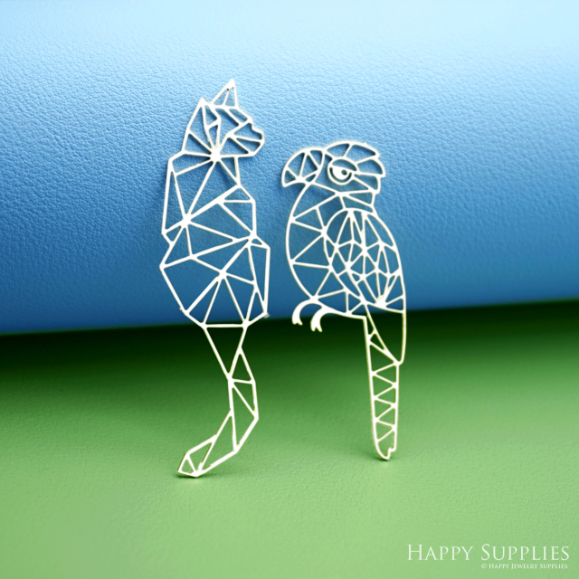 2pcs Stainless Steel Jewelry Charms, Raw Brass Charms, Parrot Cat Charms, Earrings Findings, Stainless Steel Silver Jewelry Pendants, Brass Jewelry Findings, Stainless Steel Pendants Jewelry Wholesale (D2999)
