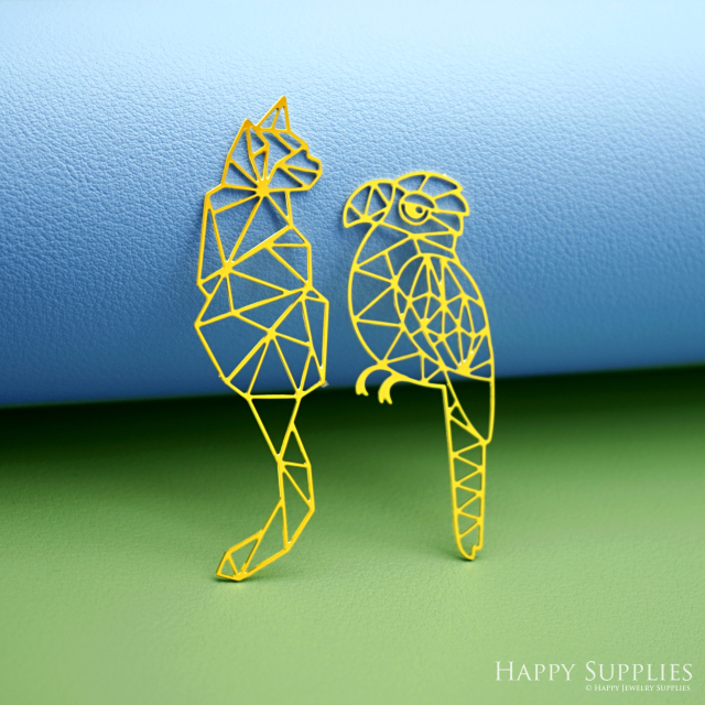 2pcs Stainless Steel Jewelry Charms, Raw Brass Charms, Parrot Cat Charms, Earrings Findings, Stainless Steel Silver Jewelry Pendants, Brass Jewelry Findings, Stainless Steel Pendants Jewelry Wholesale (D2999)