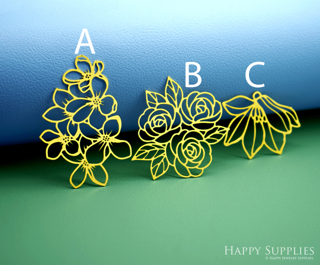 2pcs Stainless Steel Jewelry Charms, Raw Brass Charms, Flower Charms, Earrings Findings, Stainless Steel Silver Jewelry Pendants, Brass Jewelry Findings, Stainless Steel Pendants Jewelry Wholesale (D2997)
