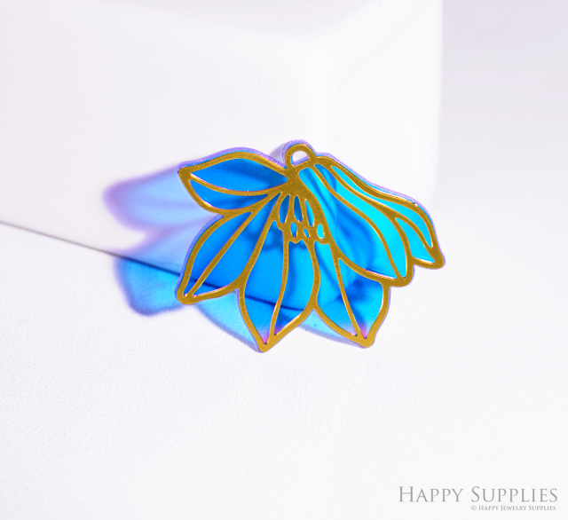 2pcs Rainbow Flower Charm, Brass Prism Charm,Iridescent Flower Pendant, Flower Connector, DIY Jewelry Making Supplie, Flower Sun Catcher(Q076)